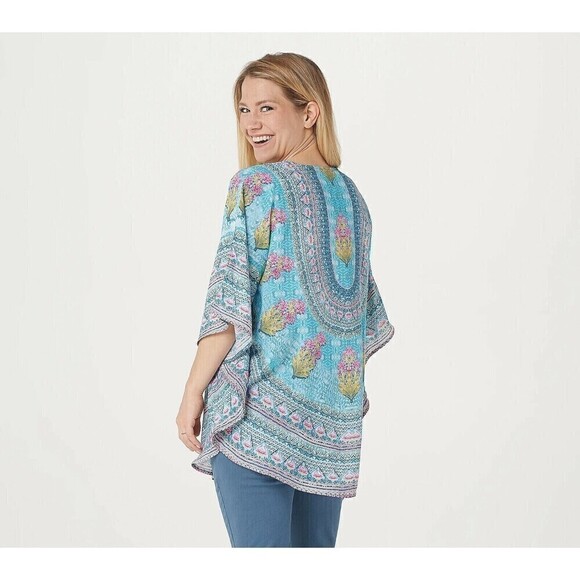 Tolani Collection Womens Multicolor Floral Narissa Printed Woven Caftan Tunic L - Picture 3 of 12